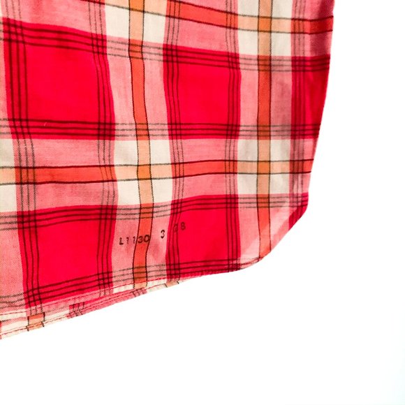 vintage sleeveless plaid button up red top/collar - Picture 7 of 7